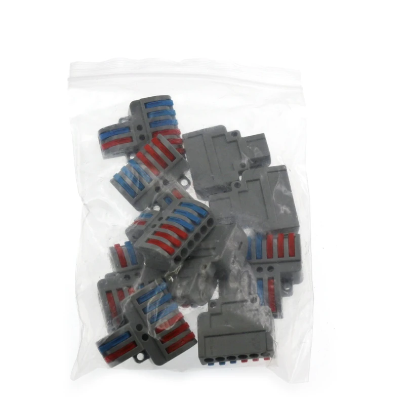 미니 퀵 와이어 커넥터, 범용 와이어 및 케이블 커넥터, 푸시 인 터미널 블록, 2 인 6 아웃 퀵 커넥터