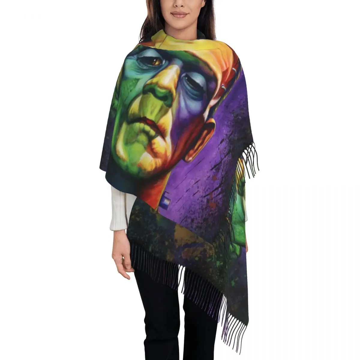 Custom Printed It's Alive Art Scarf Women Men Winter Fall Warm Scarves Bride of Frankenstein Shawl Wrap