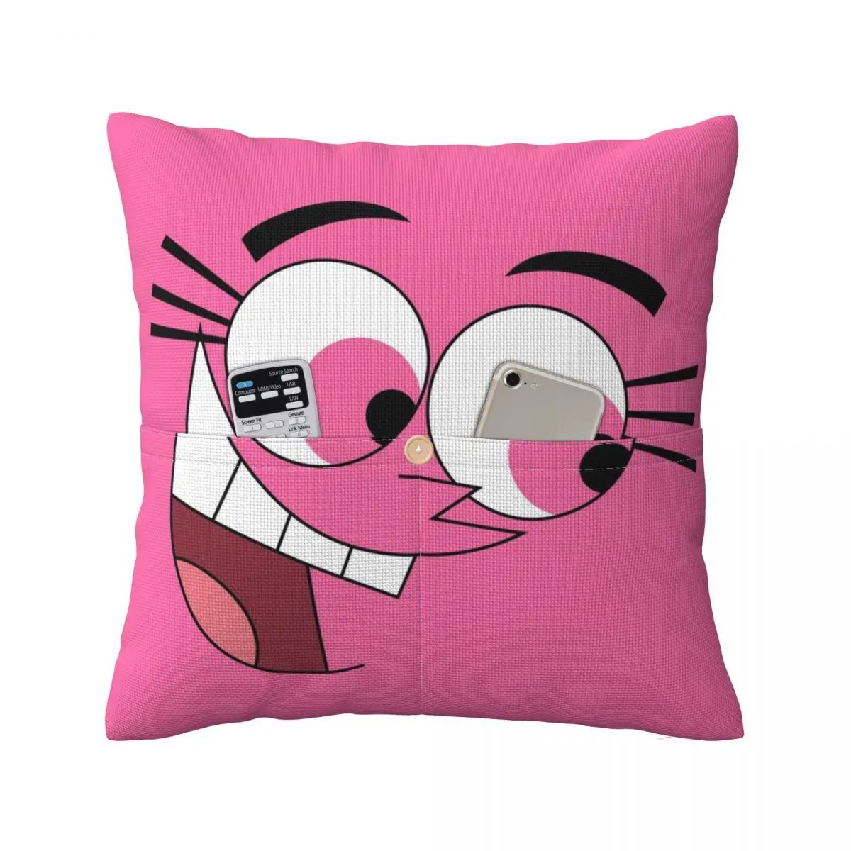 Fairly Oddparents - Funda de almohada de lino con diseño de Wanda Square, funda de cojín decorativa de poliéster para dormitorio, hogar, cómoda almohada decorativa