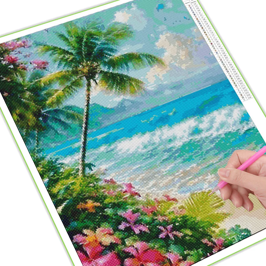 Fullcang Diy Diamond Painting New Natural Scenery Sea Full Rhinestone Art Mosaic Embroidery Mountain Valley Landscape Wall Decor