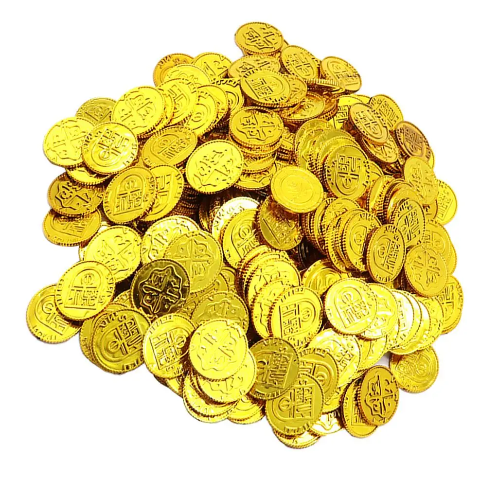 Pirate Coins Bulk Shiny Gold Plastic Play Set Toys for Boys Educational Gifts for Children Parties