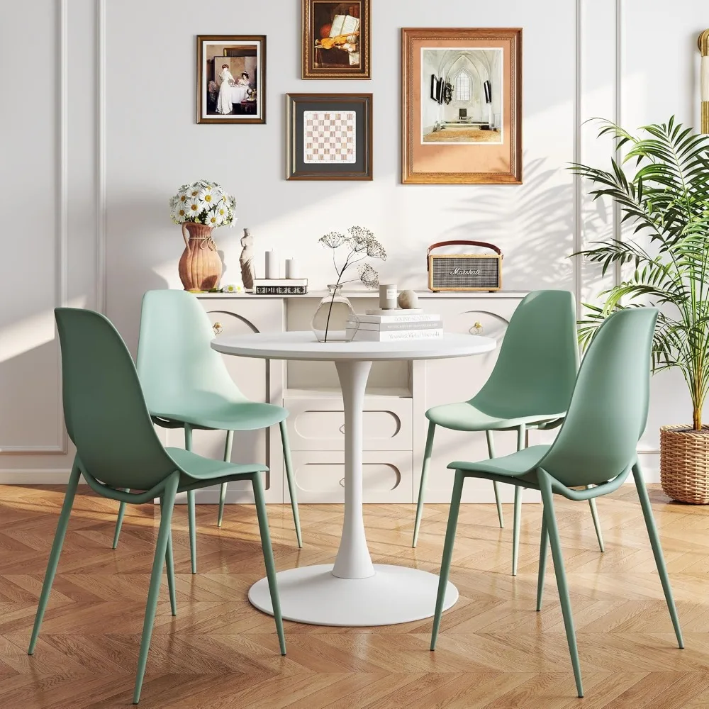 

Dining Chairs Set of 4, Modern Armless Kitchen Chairs with Metal Legs, Plastic Dining Chair Indoor & Outdoor Use Quick