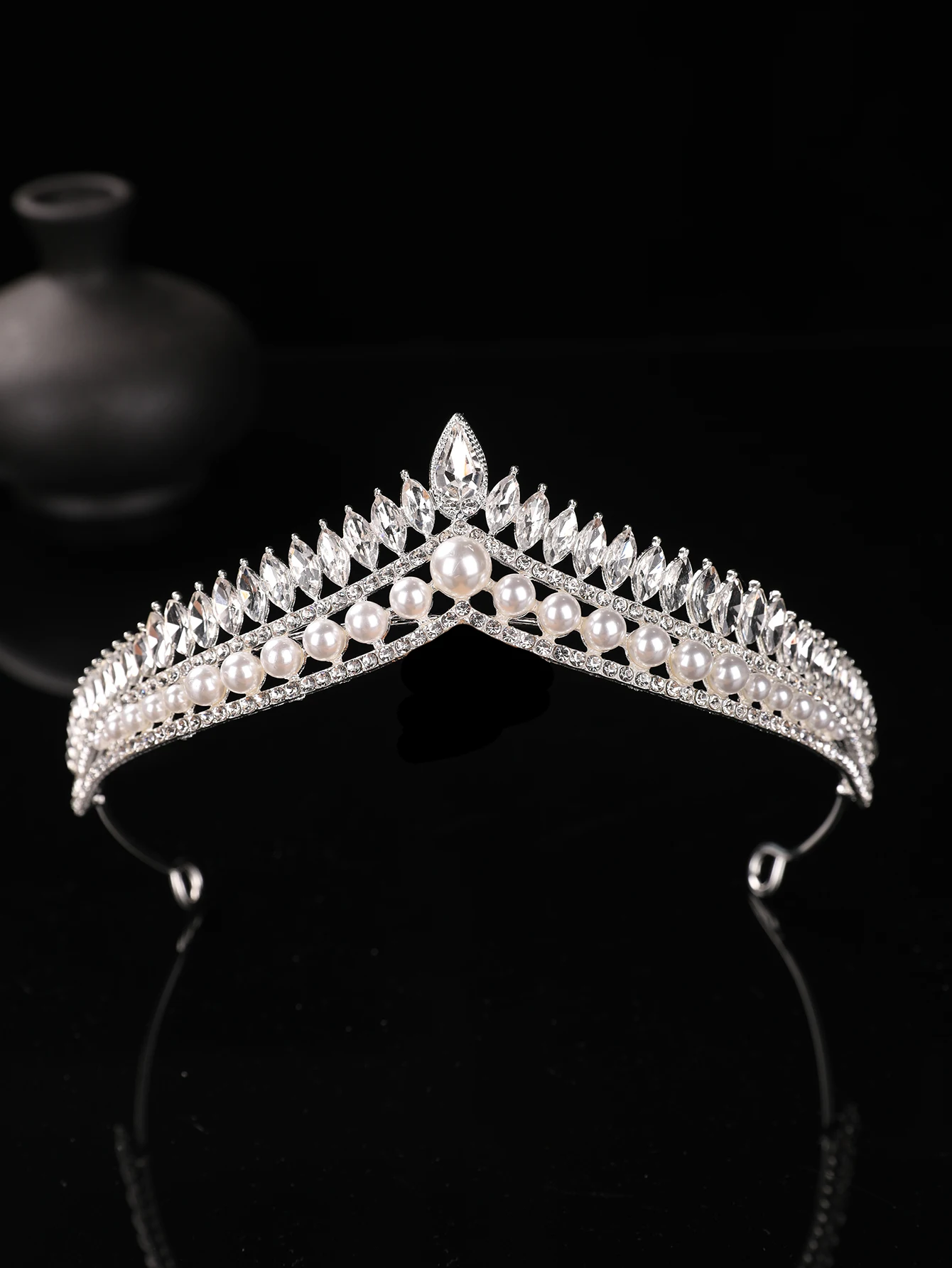 Parel en strass bruidskroon hoofdband, Europese paleisstijl bruiloft haaraccessoires, prachtige zendspoel voor bruiloftsbanket