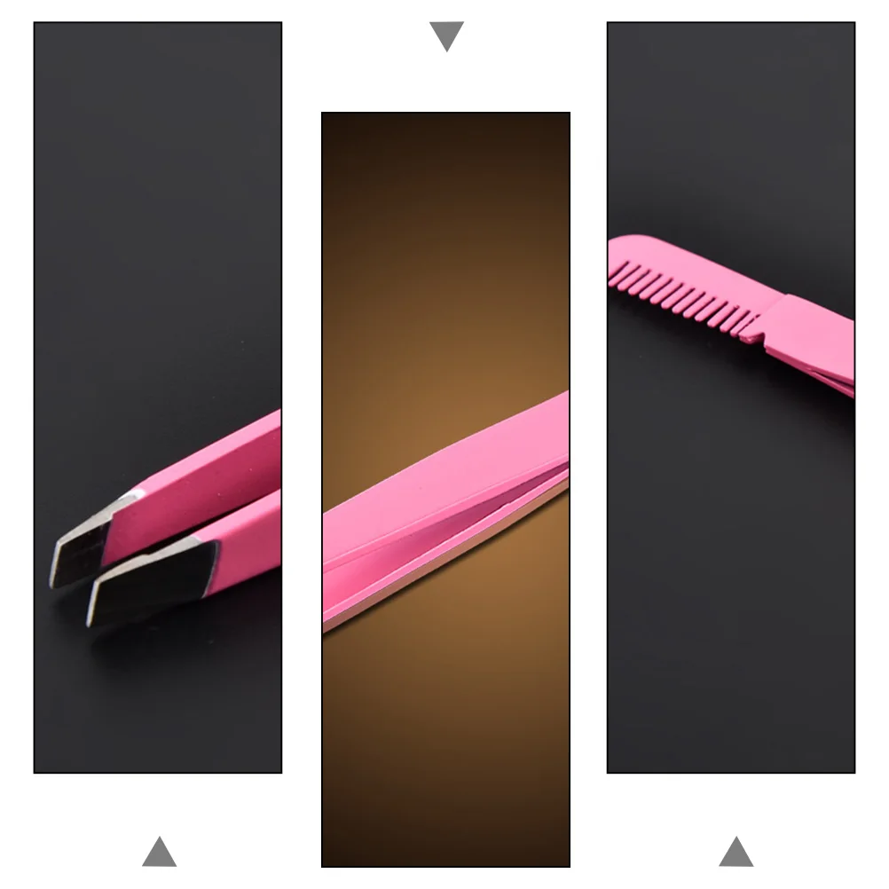 

4 Pcs Eyebrow Clamp Set Clip Tweezers Clips Stainless Steel Comb Makeup Supplies Tool Eyelash