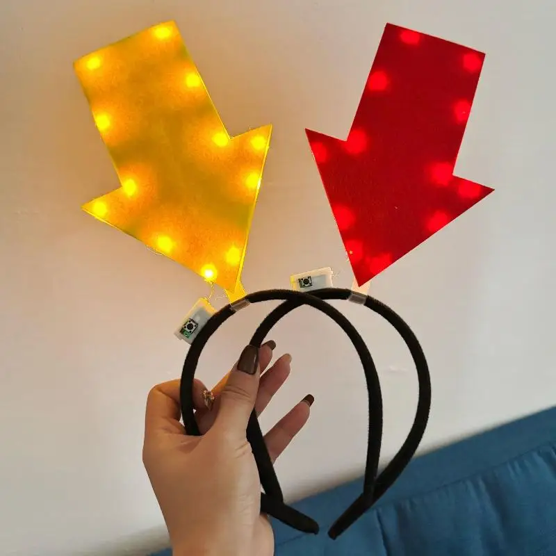 Nueva Diadema Única con Luz de Flecha y Signo de Interrogación Divertido, Accesorio para el Cabello de Niña, Regalo de Navidad, Diadema Festiva, Adorno para Disfraz