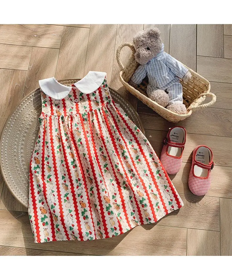 Toddler Girl Valentine's Day Dress Heart Plaid Print Long Sleeves Doll Collar A Line Dress