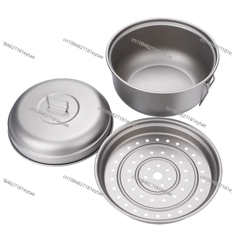 Outdoor Cookware Titanium Steamer Pot Set 2L Camping Cooking Steamer