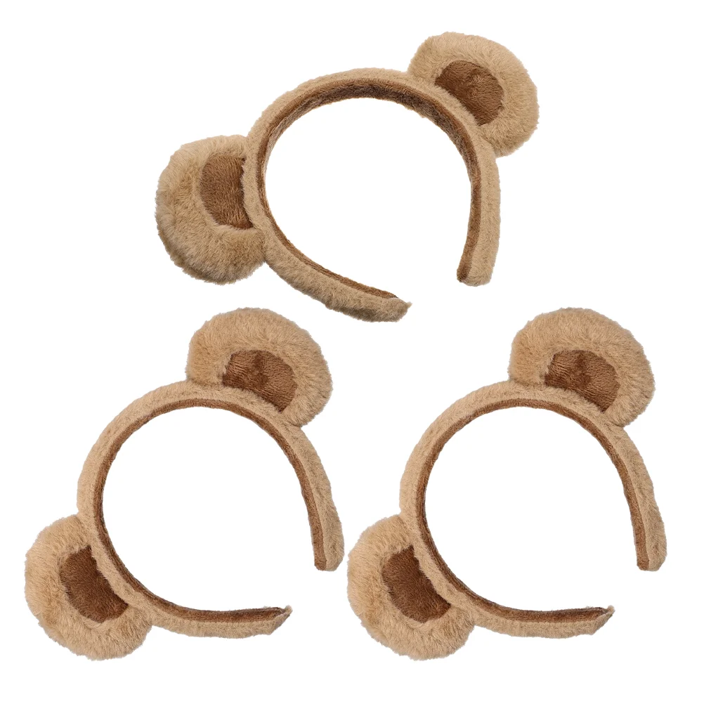 

3 Pcs Headgear Bear Headband Cute Plush Hair Accessories 3pcs (a Style Headband-brown) Baby Cloth Fabric Exquisite