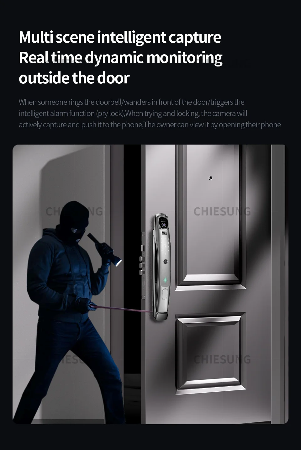 multi language 3D Face Smart Door Lock Security Camera Monitor Intelligent Fingerprint Password Biometric Electronic Key Unlock