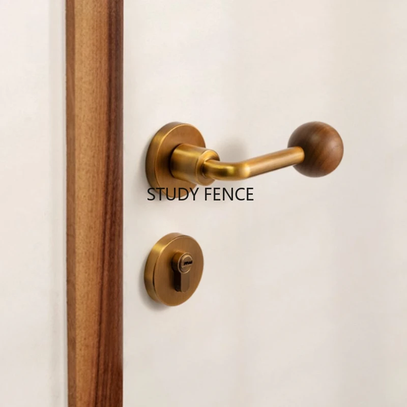 

1 Set of Wood+metal Chamber Door Lock Set Bedroom Split Door Lock Home Silent Door Lock Set Hardware Accessories with Keys