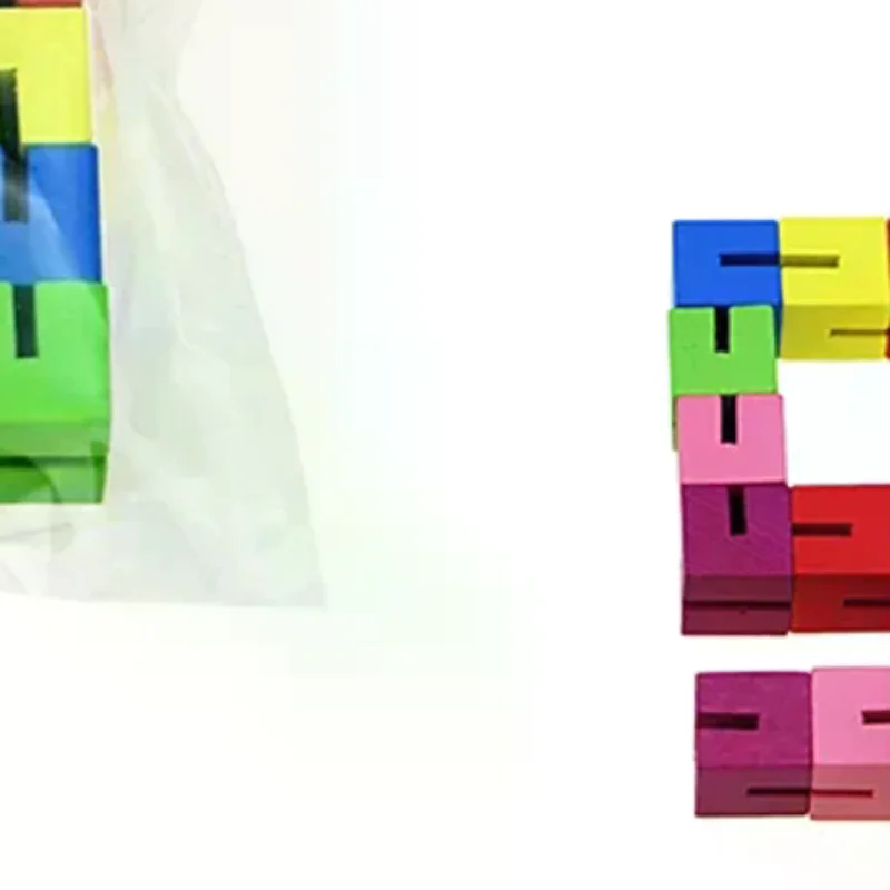 Classico cubo colorato con corde in legno, blocco di costruzione creativo, giocattolo antistress per bambini, giocattoli educativi per bambini