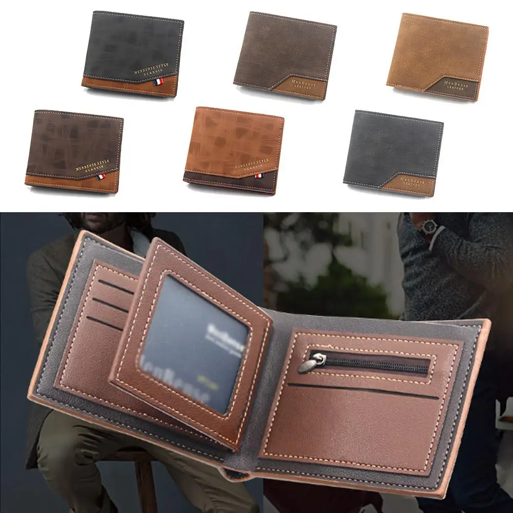 

1 шт., короткие мужские кошельки, тонкий классический карман для монет, держатель для фотографий, маленький мужской кошелек, качественный держатель для карт, мужские кошельки из искусственной кожи