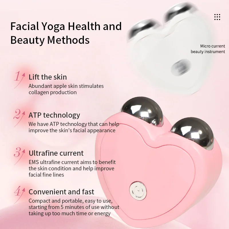 EMS Face Lifting Machine Gezichtsmassager Microstroom Roller Huidverstrakking Verjonging Schoonheid Opladen Facial Anti Rimpel