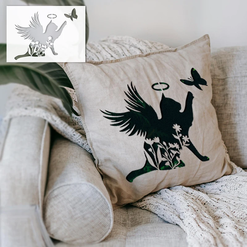YOMDID 1szt Anioł Kot Kwiat Motyl Malowanie Wydrążony Szablon Wielokrotnego Użytku DIY Kot Zwierzęcy Wzór Ręcznie Robiona Dekoracja Szablon — zdjęcie 4
