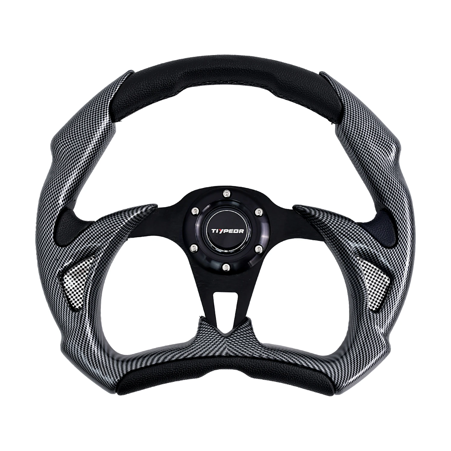Customized Color 350 mm Carbon Print PVC Leather Steering Wheel Tiypeor Car Steering Wheel