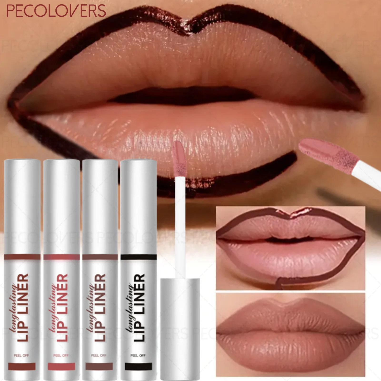 1 pezzo interessante tatuaggio con matita per labbra staccabile, lucidalabbra opaco impermeabile, crea linea labbra personalizzata, trucco per feste di Halloween