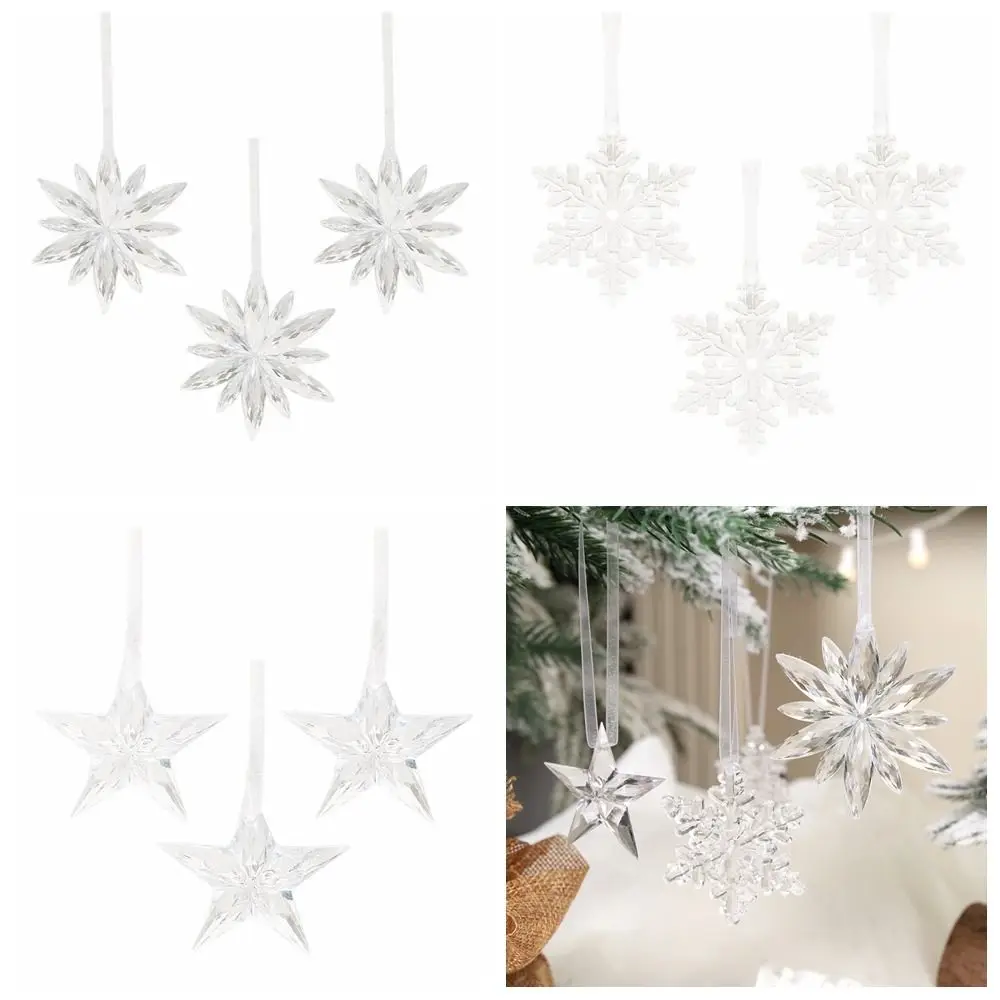 

3Pcs/set DIY Christmas Transparent Snowflakes Transparent Acrylic Transparent Snowflakes Pendants Snowflake String Design