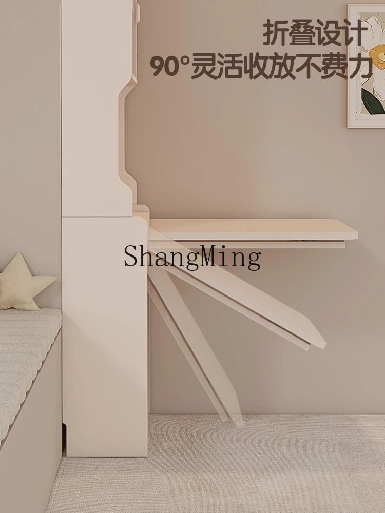 SM table, desk, integrated dual-purpose dining cabinet, small apartment socket against the wall, solid wood foldable