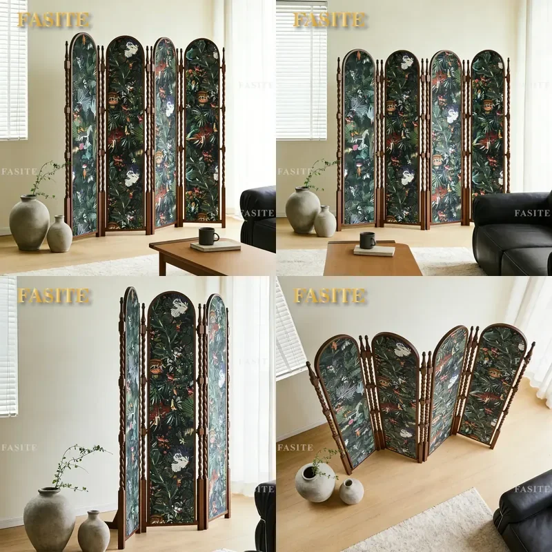 For New Chinese Style All Things Growth Screen Living Room Entrance Windshield Movable Art Floor Decorative Partition