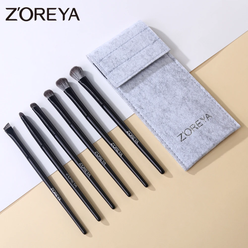 Zoreya 6PCS Klinge Make-Up Pinsel Abgewinkelt Dünne Augenbraue Pinsel Flach Feinen Eyeliner Pinsel Professionelle Liner Stirn Schönheit Make-Up werkzeug