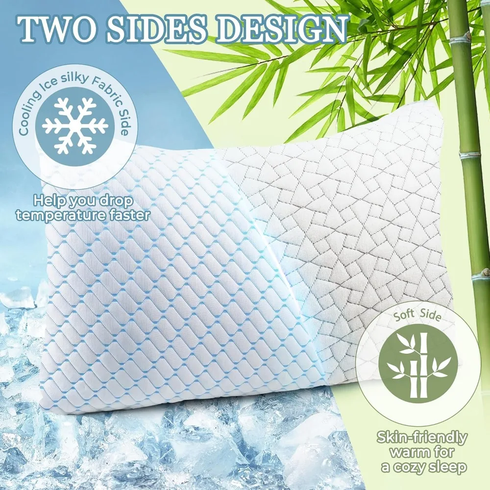 Adjustable King Size Cooling Pillows 2 Pack - Memory Foam for Side, Back & Stomach Sleepers, 20x36 - view 2