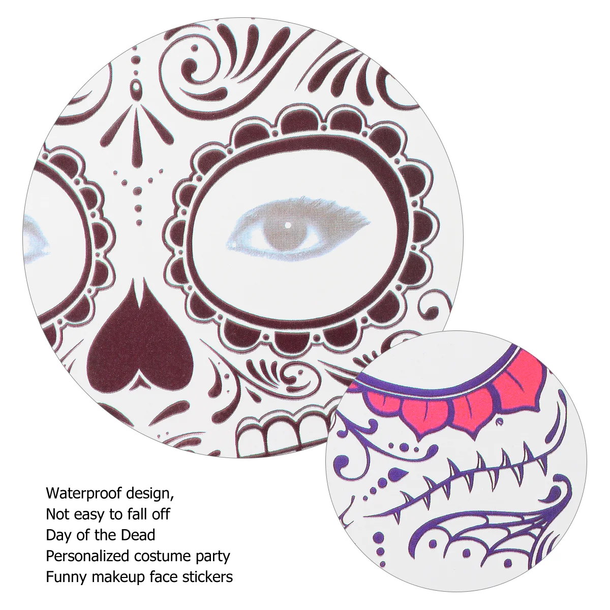 8 Sheets Halloween Face Stickers Removable Masquerade Makeup Temporary Prom Water Transfer Tattoo