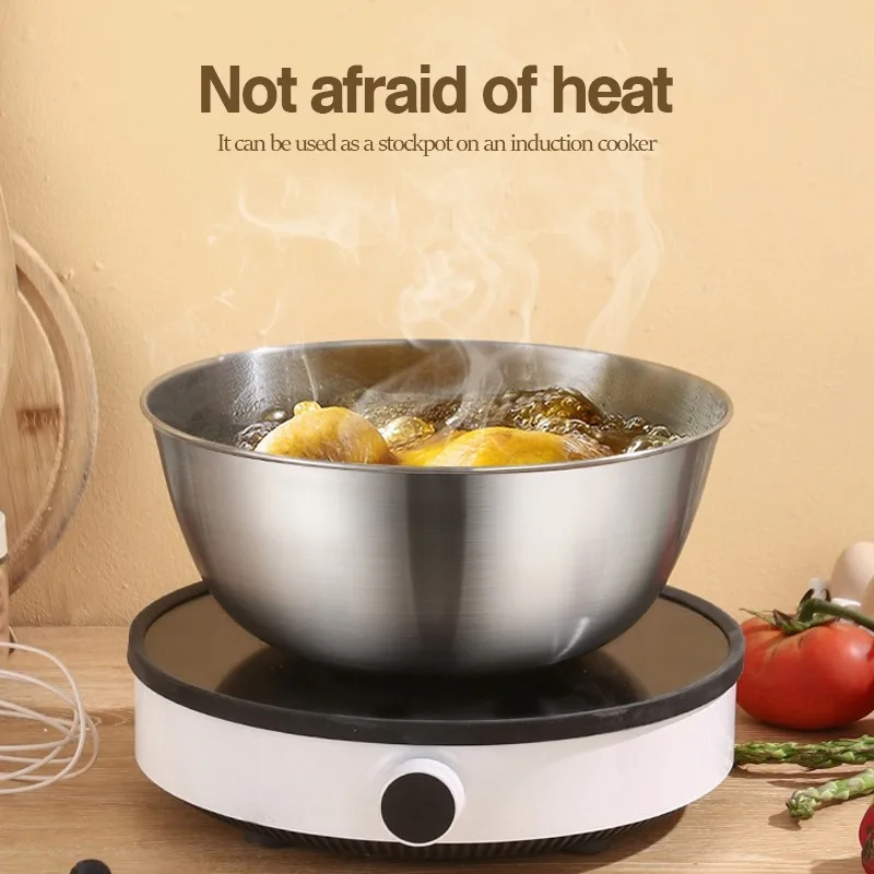 1 قطعة وعاء الطبخ الفولاذ المقاوم للصدأ المنزلية سميكة تخرج حوض الغذاء الصف المعادن خافق البيض وعاء خلط اكسسوارات المطبخ #4