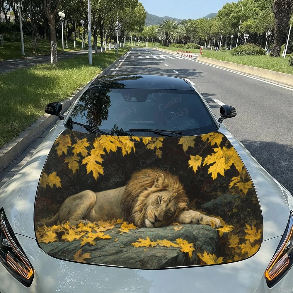 

Diverse Lion Car Hood Sticker PVC Self Waterproof Stick, Striking Auto Exterior Accessories Decor Protect Gift for Car Lover