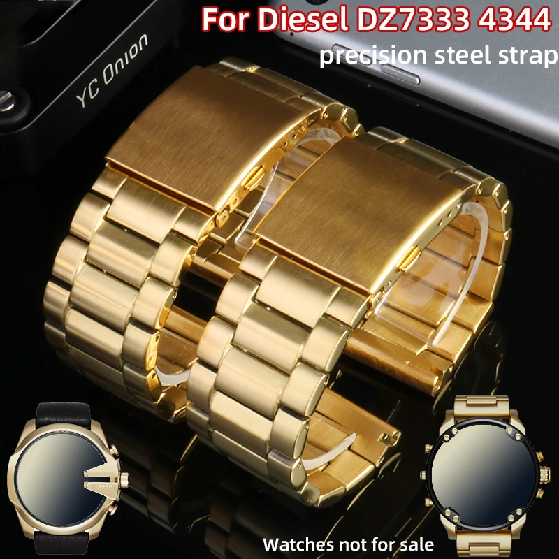 24mm 26mm 28mm metal strap bracelet For Diesel DZ7333 7371 7331 DZ4344 large dial watchband men stainless steel strap black gold