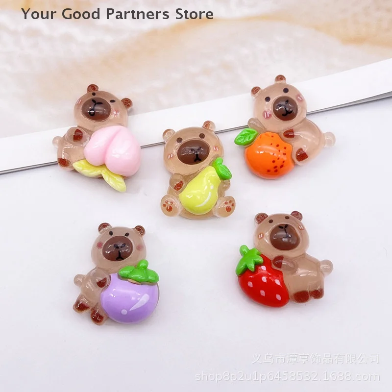 Kawaii 빛나는 Capybara 자동차 장식품 인형 집 미니 장면 장식 마이크로 조경 장식품 DIY 데스크탑 장식 완구