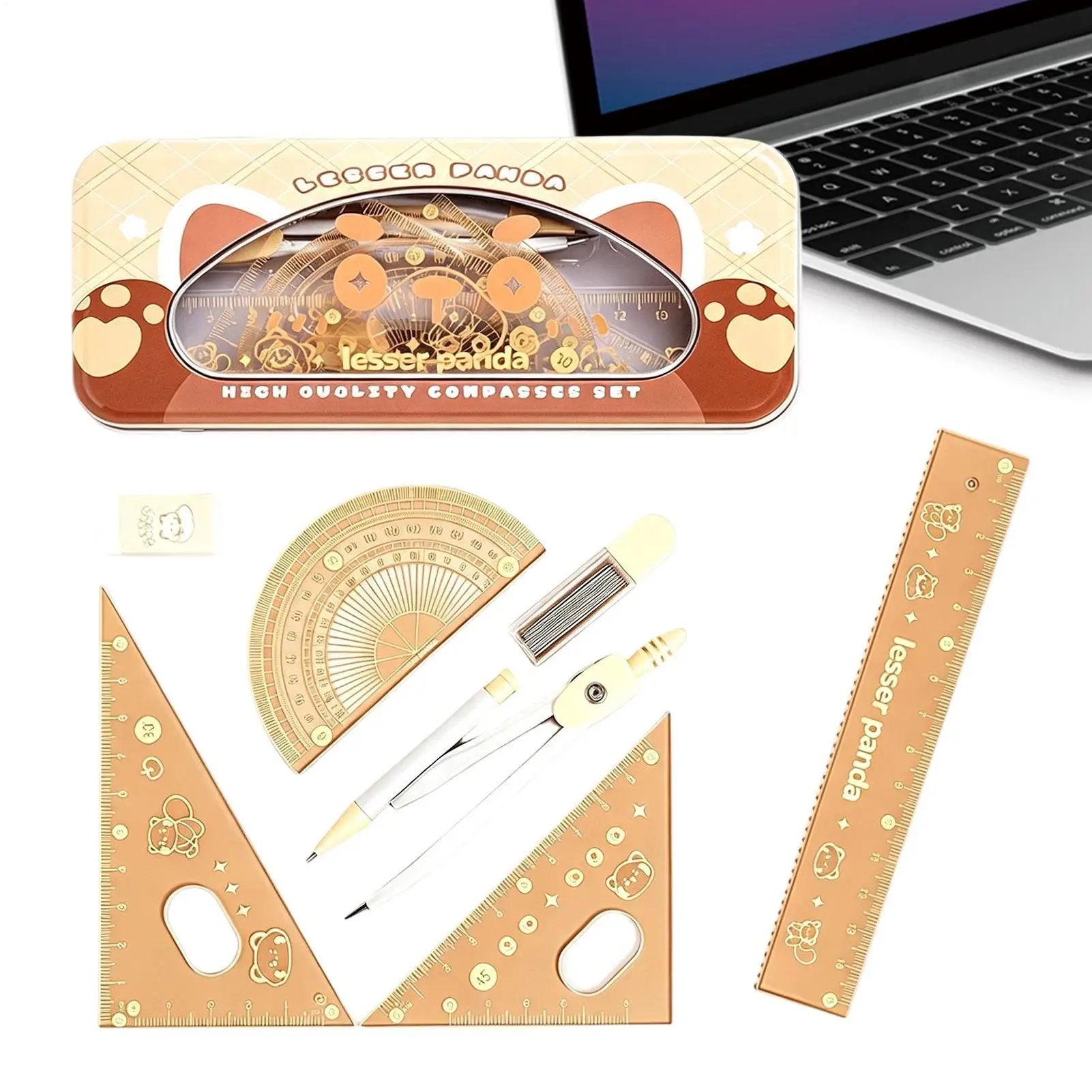 Geometry Set For School 7 Pieces Compass Protractor Eraser Ruler Set Ruler Protractor Set For School College Highschool Drawing