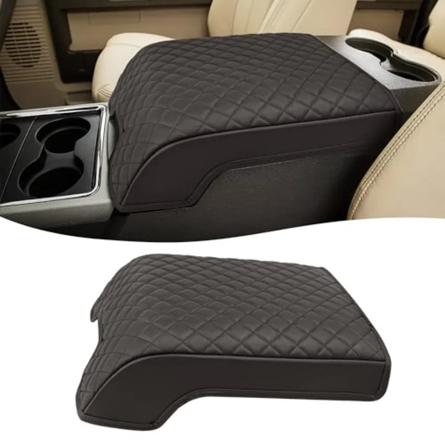 

Center Console Armrest Cover for Ford F250 - F550 2011 2012 2013 2014 2015 2016, Vinyl Leather, Middle Console Arm Elbow Rest C