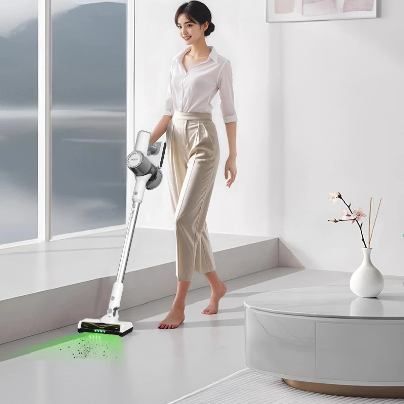 바지노 무선 진공 청소기 그린 라이트 핸드헬드 고출력 애완동물 털 고양이 털 가정 청소