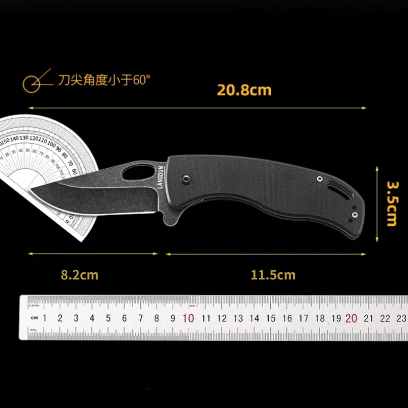 Outdoor Camping Pocket Folding Knife, 440C Stainless Steel Self-Defense EDC Knife, Multifunctional Portable Mini Folding Knife