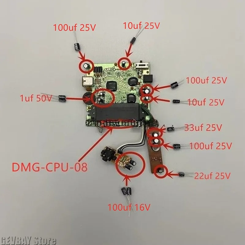 Motherboard Capacitor Set Fit Gameboy Classic GB DMG Retro Handheld Repair Accessories