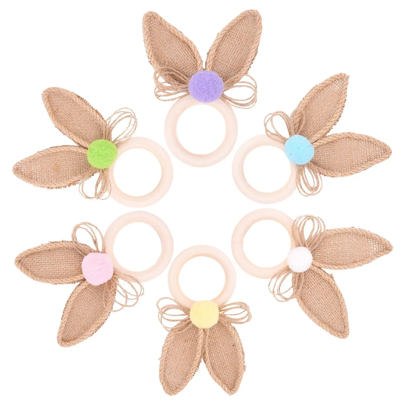 6 Pieces wooden Easter Napkin Rings Spring Easter Table Settings Serviette Buckles Bohemian Easter Bunny Ear Napkin Ring