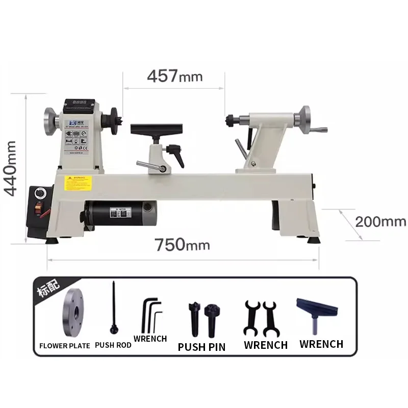 550W/900W Woodworking Lathe Variable-Speed Woodworking Lathe Tailstock Features Trapezoidal Thread Adjustable Speed