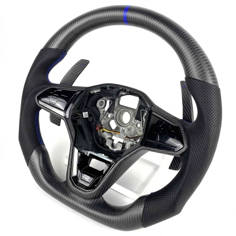 عجلة قيادة مخصصة من ألياف الكربون 8 R-Line MK8 ملحقات السيارة غير اللامعة #4