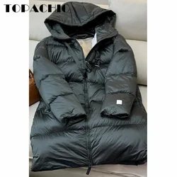 8.28 TOPACHIC-Women Clothes Casual All-matches Mid-Length Hooded Coat High Quality White Goose Down Keep-Warm Zipper Outerwear