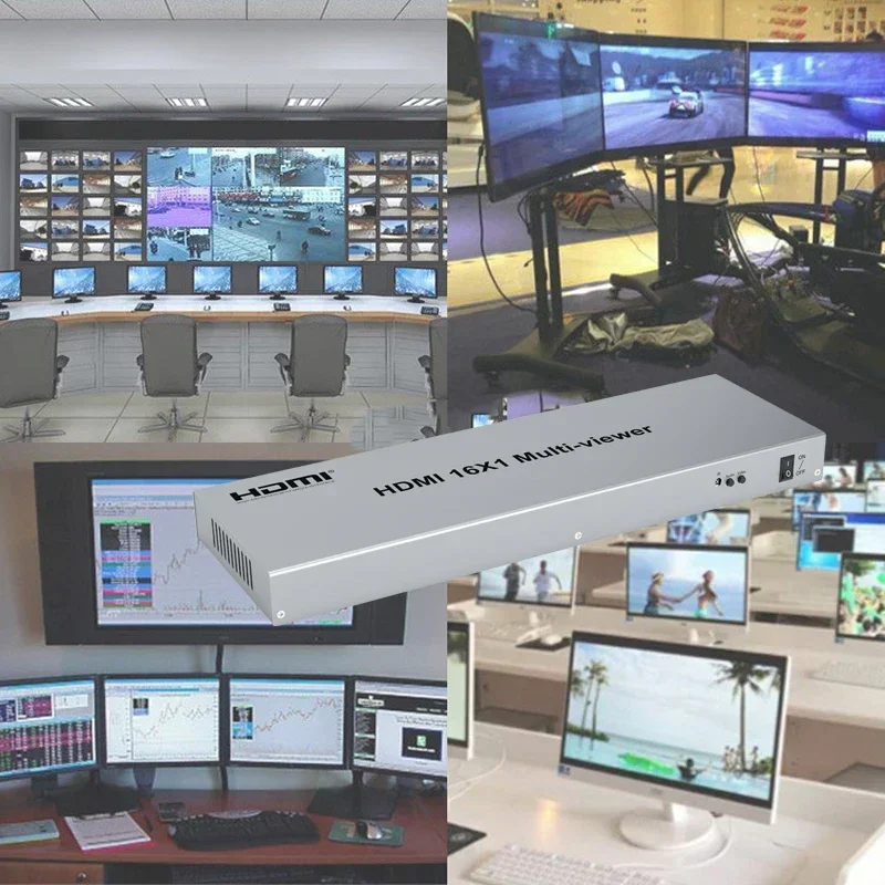 1080p 16x1 HDMI Multi-viewer 4 8 16 Channel Video Multiplexer Multi Screen Splitter 16 in 1 Out Image Display on One TV Monitor