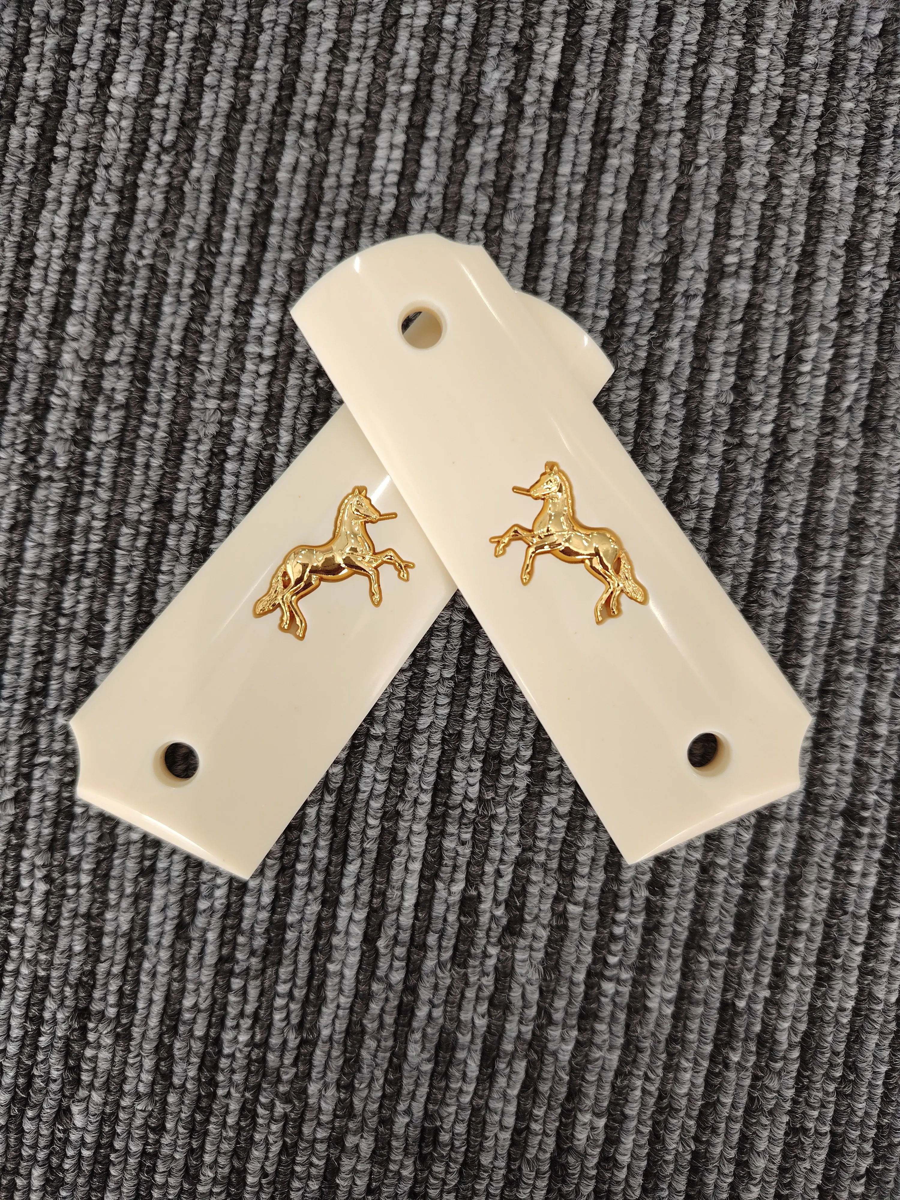 1911 Grips Full Size,Bonded Ivory with Gold Horse,Fits Colt,Kimber,Springfield,Remington,Rock Island,Government Commander