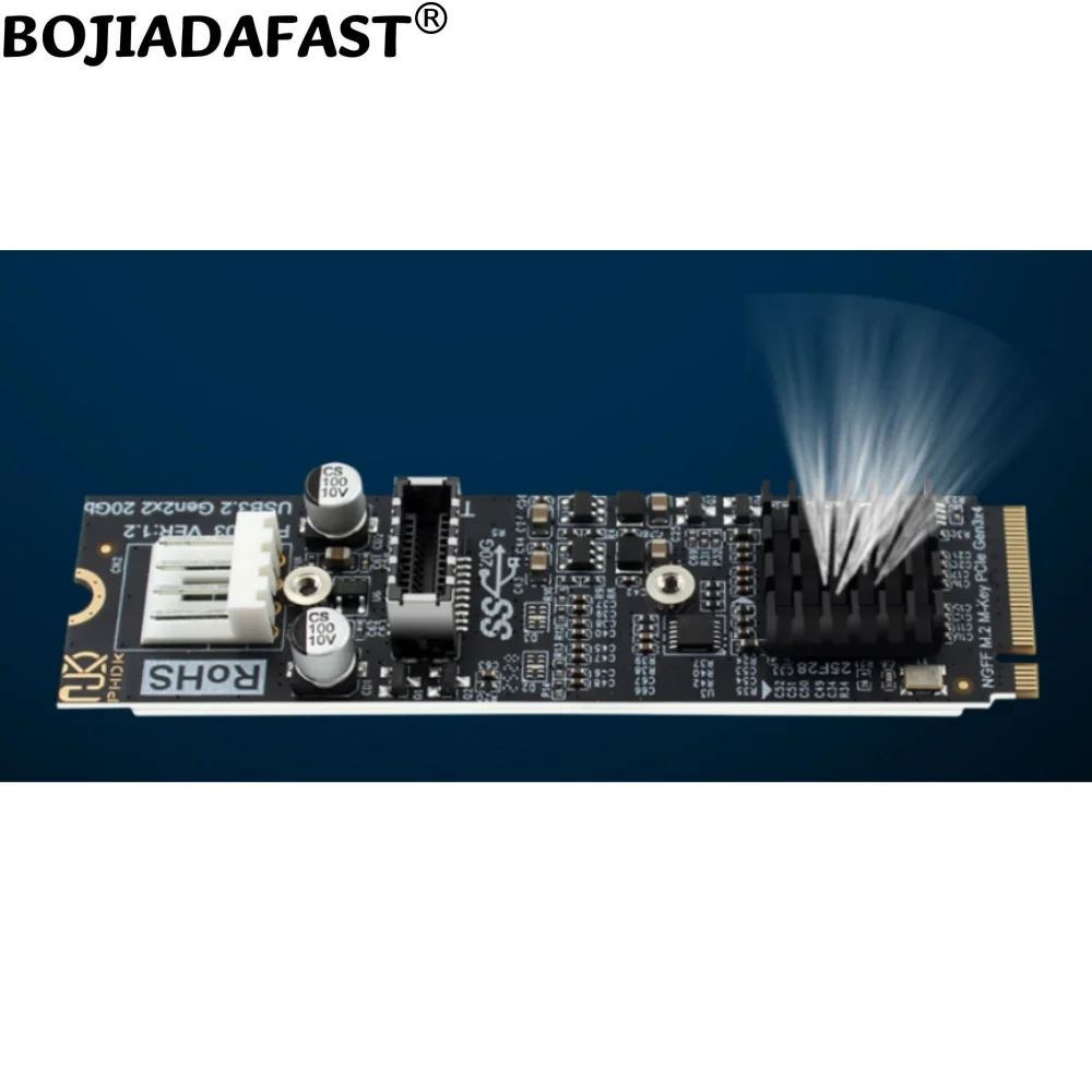 20Gbps USB 3.2 Type-E (Front Type-C) Connector to M.2 NVME M-Key Interface Adapter Expansion Riser Card ASM3242