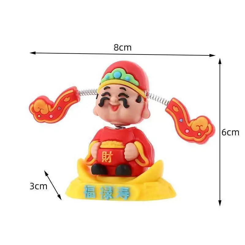 1/2Pcs Cute Chinese Spirit Of Wealth Bobblehead With Shaking Head For Car Dashboard Home Desk Spring Festival Decor