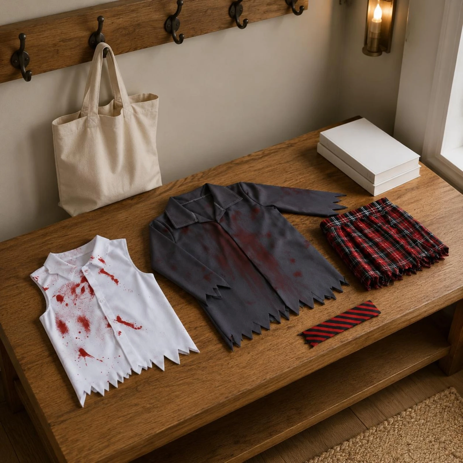 Girl Zombie School Attire Costume Horror Design Zombie High School Costume Realistic Skin-Friendly for Children