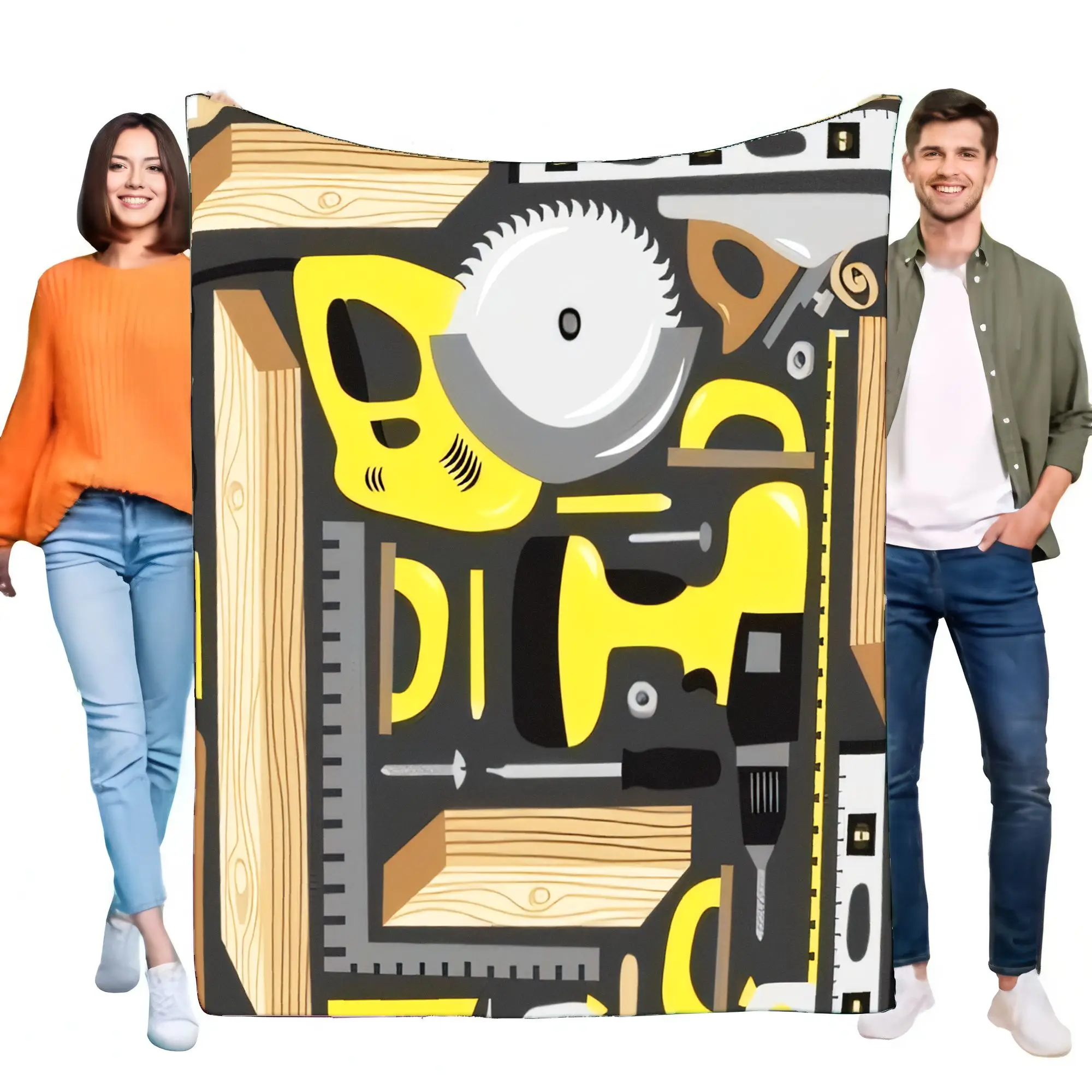 Carpentry Tools Blanket Soft Cozy Plush Flannel Throw for Bed Sofa. Woodworking Builder Handy Man Gift for Dad Men Home Decor.