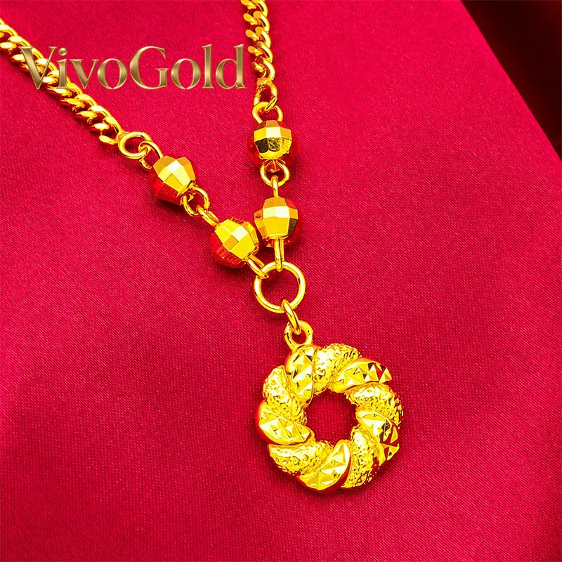 

Ожерелье VivoGold Peace Button для женщин, 24-каратное золото, AU999 | Антикварная позолоченная пуговица с облачным узором, винтажный шарм для традиций.