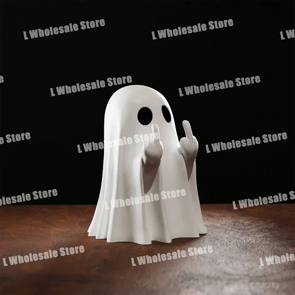 New Halloween Decoration Middle Finger Ghost Party Ornament Home Christmas Arts and Crafts Toys Figure Statue For Kids Gifts