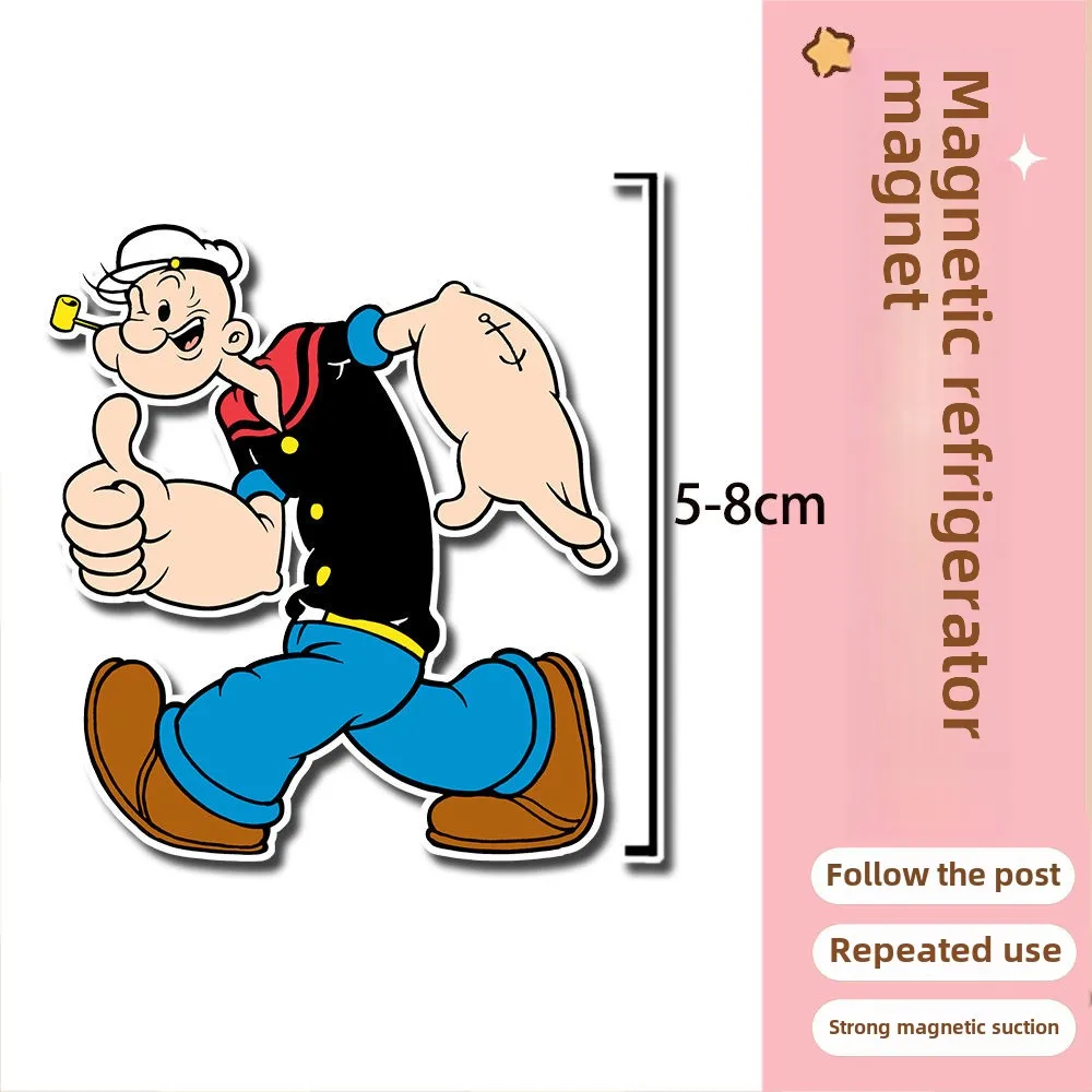 Popeye Magnetic Stickers Cartoon Refrigerator Magnet Suction Stickers Retro Anime Decorative Magnets Message Stickers