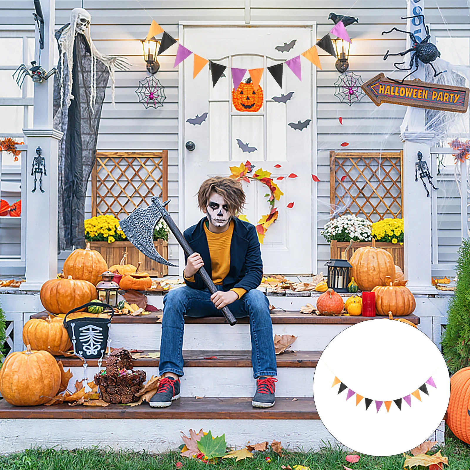 

Halloween Banner Bunting Pendant Bright Hanging Decoration For Indoor Outdoor Halloween Celebration Unique Party