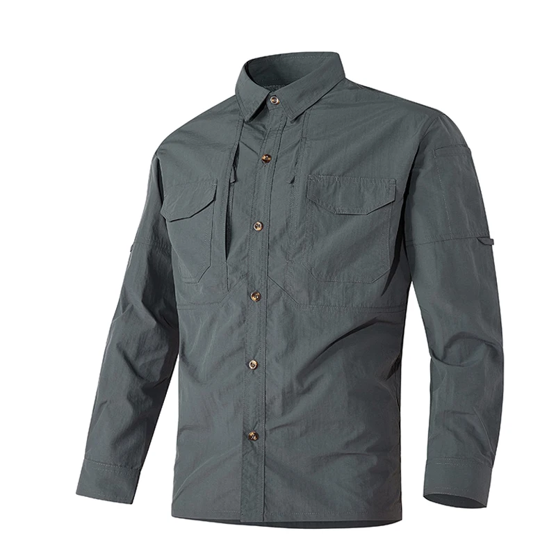 Camisas tácticas de senderismo para hombre, camisa de manga larga para trabajo de carga, secado rápido, combate militar, caza, pesca, Verano